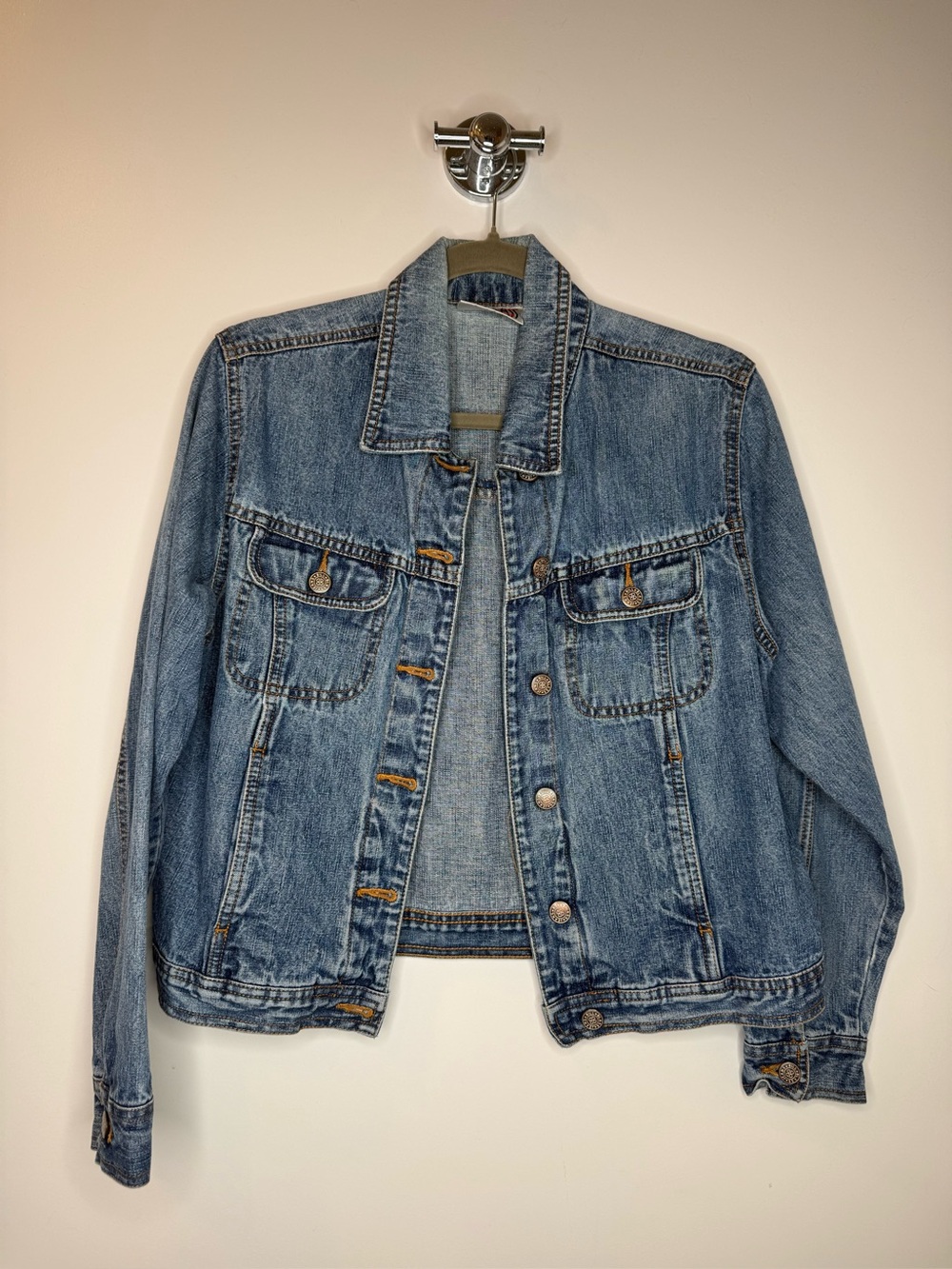 Bill Blass Cropped Denim Jacket Petite Small Y2K 90s Fitted Vintage Jean Jacket